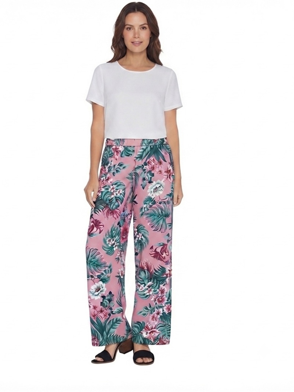 🆕 Laura Felt Floral Pink Wide-Leg Pants